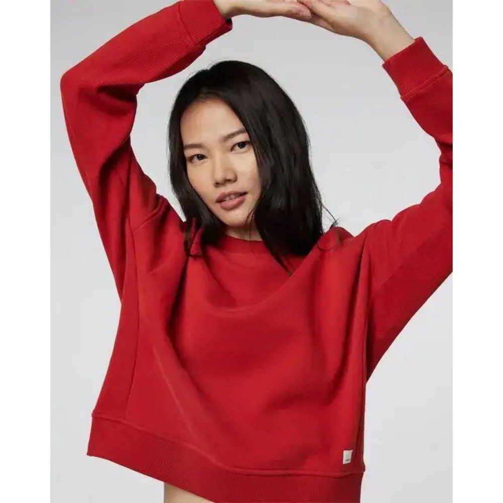 Vuori Restore Crew Sweatshirt Red Organic Cotton Fleece VW2057 Womens size Small